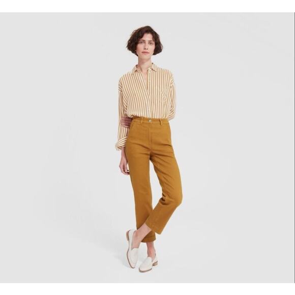 Everlane Cropped‎ Straight Regular Jeans Stretch Denim Contemporary Mustard 6 - Picture 1 of 7